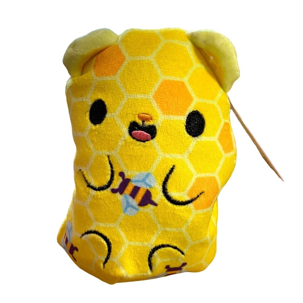 Bears vs Donuts Honey‎ Bear Mini Bean Plush 4" Embroidered Bees Honeycomb